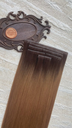 Ombre Chestnut Brown Invisible Clip-Ins 22"/55.88cm (140g)