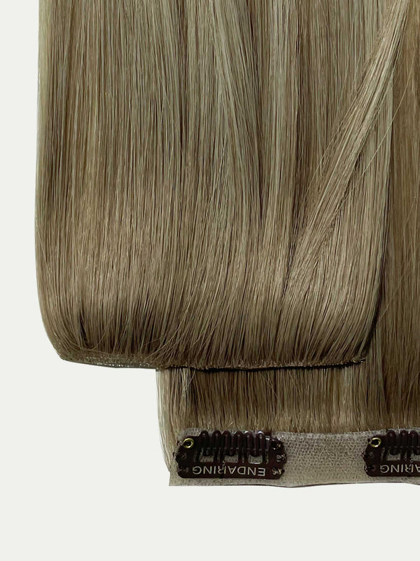 Rooted ice blonde HD Clip-In Extensions