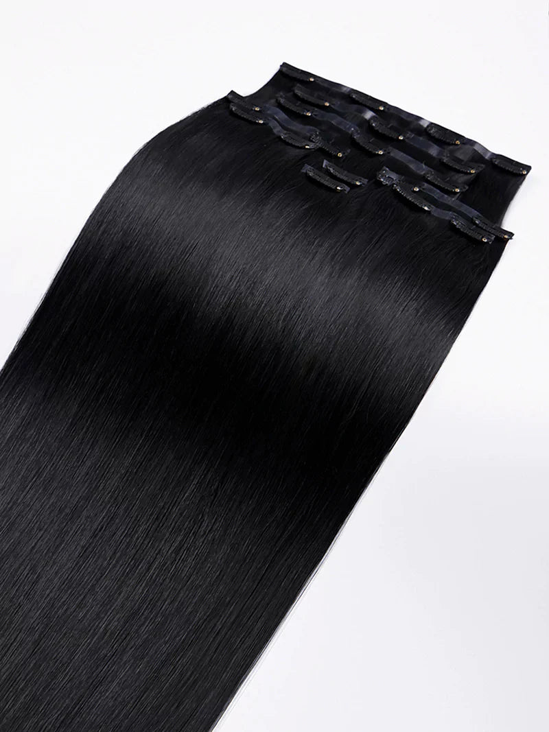 18inch jet black ultra seamless clip-in hair extensions1