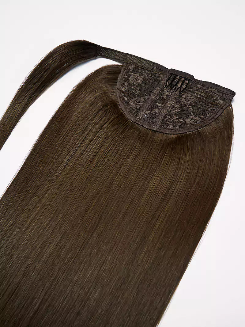 20inch dark brown ponytail clip-in hair extensions2