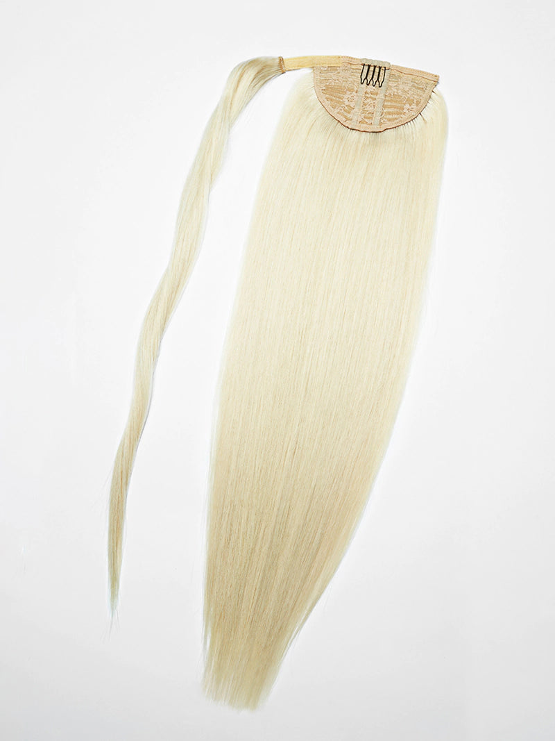 20inch ice blonde ponytail clip-in hair extensions 4