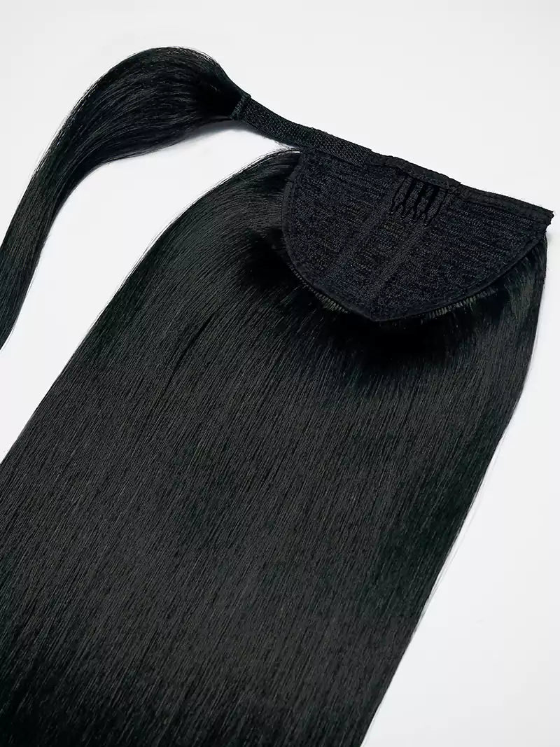 20inch jet black ponytail clip-in hair extensions2