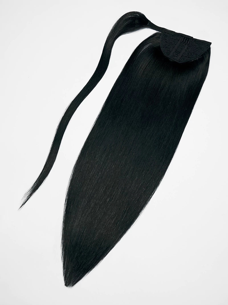 20inch jet black ponytail clip-in hair extensions3