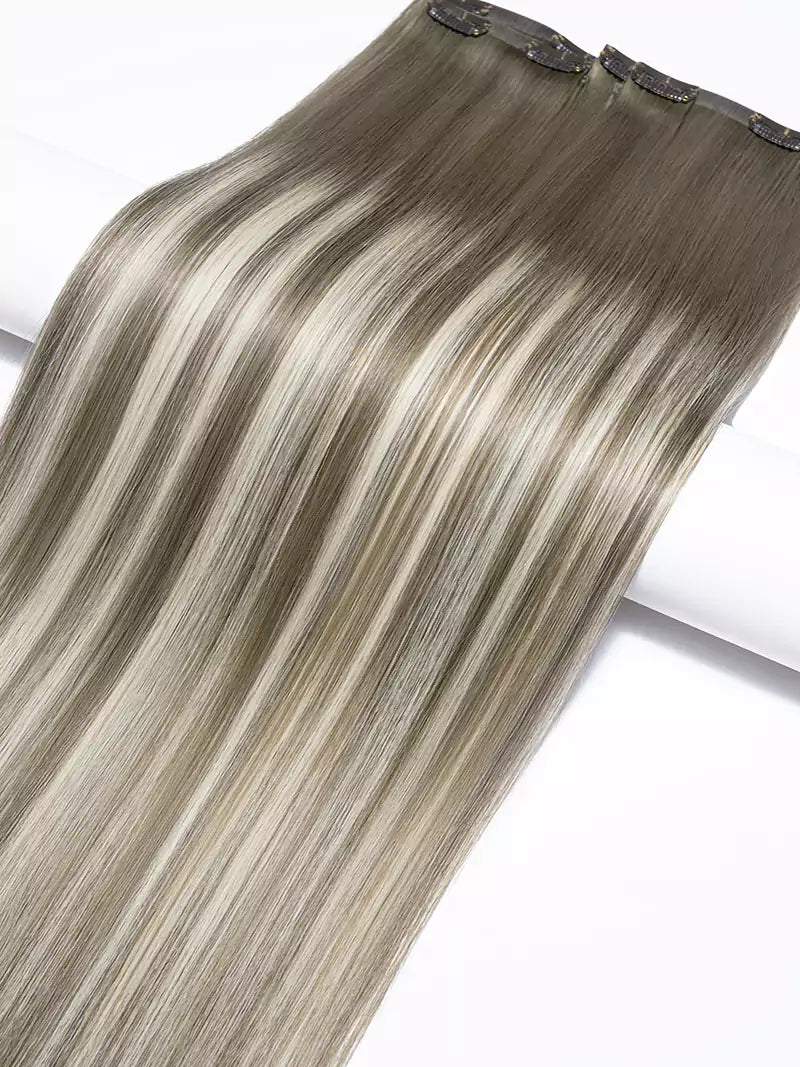 22inch 180g ash blonde balayage ultra seamless clip-ins