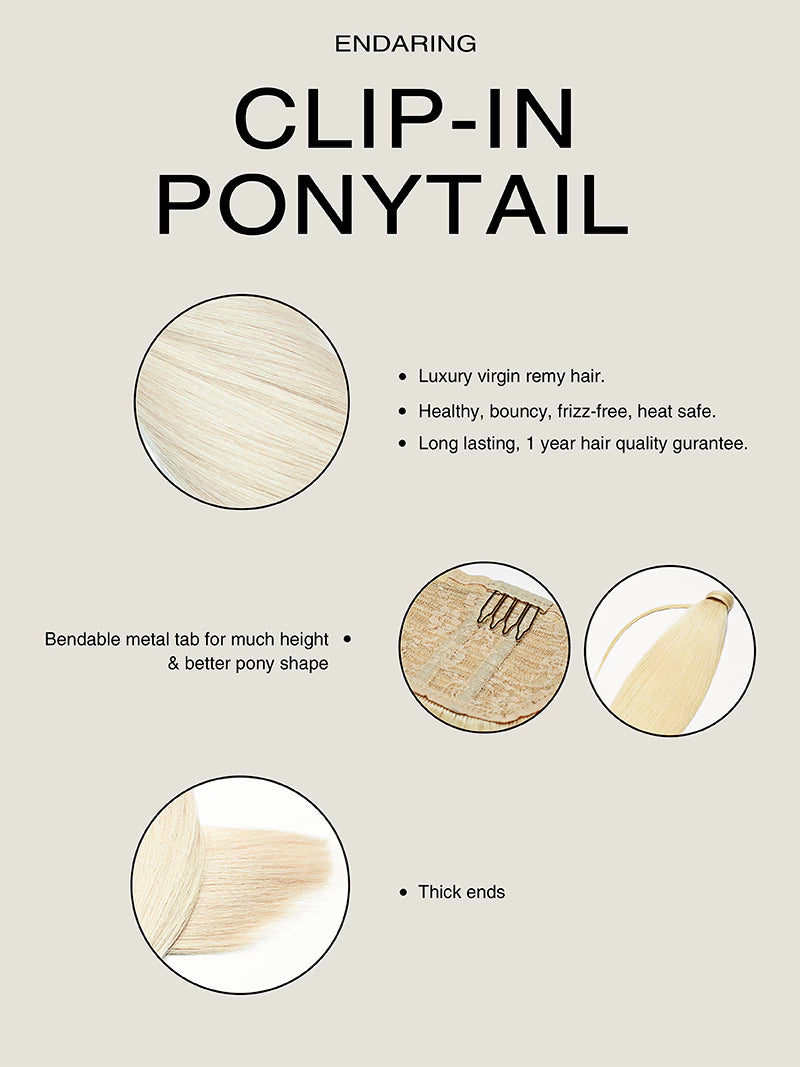 endaring clip-in ponytail details
